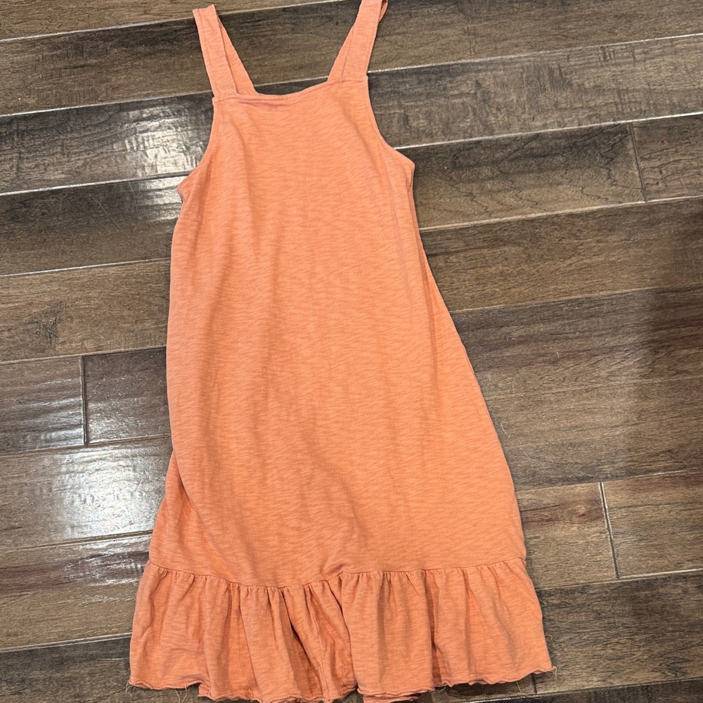 Free People EUC Orange Sleeveless Ruffle Hem Dress